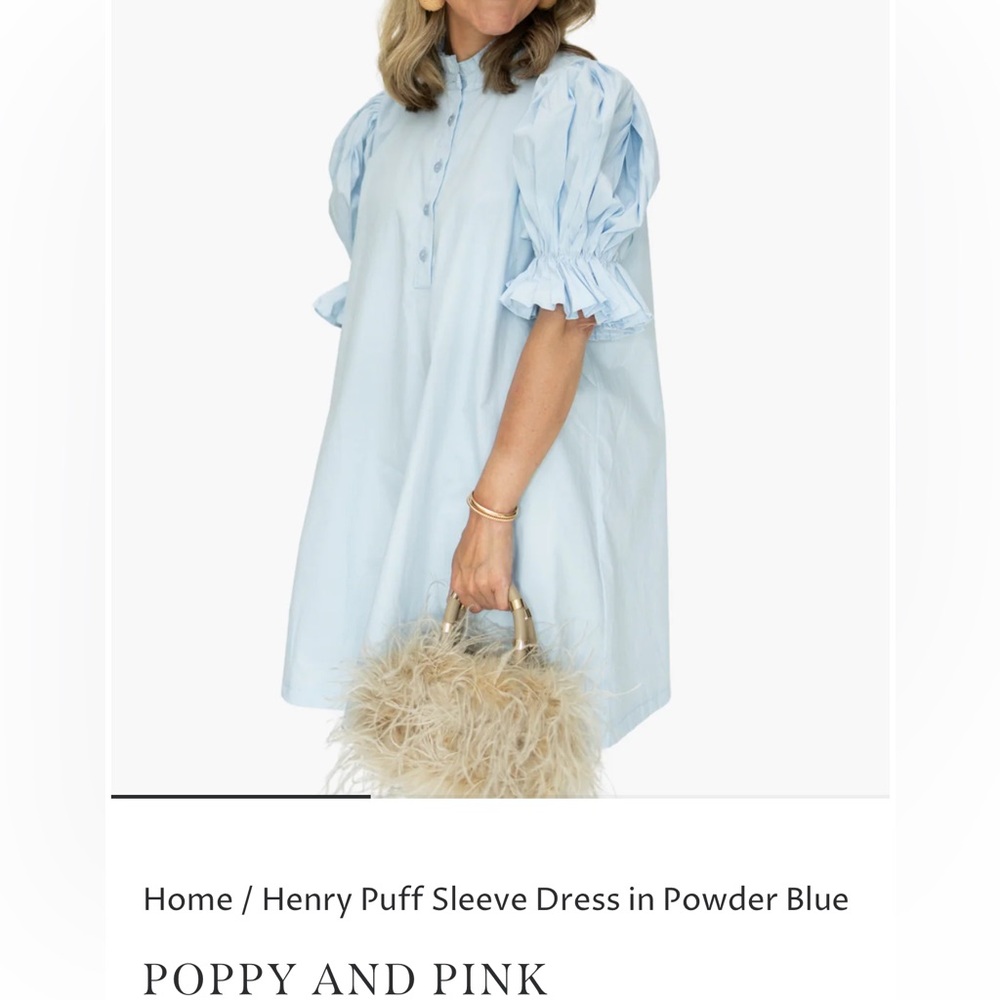 Poppy and Pink Light Blue Puff Sleeve Dress